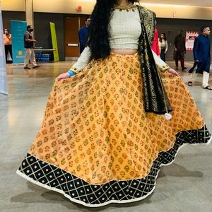 *blouse NOT included* black yellow traditional navratri garba chaniya lehenga